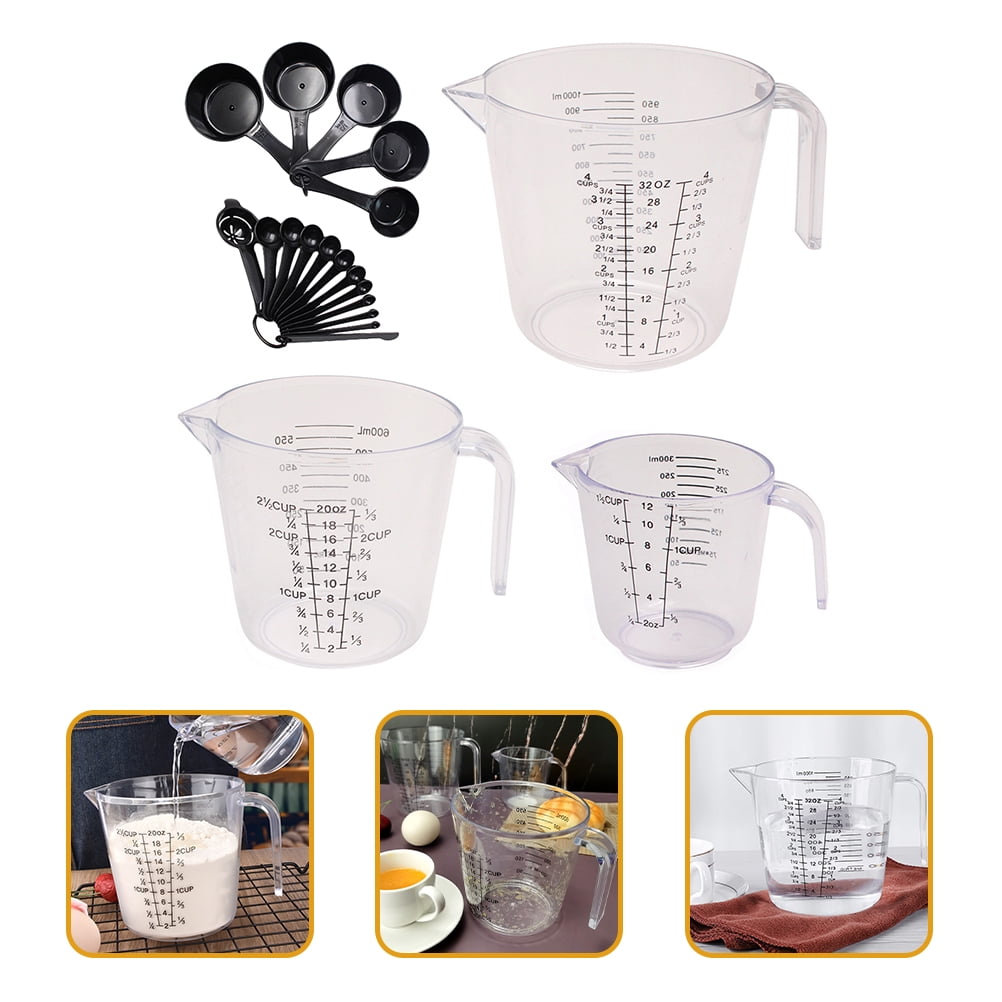 20-Piece Black Plastic Measuring Cups and Spoons Set for Baking and Cooking Kitchen Tools - Image 6