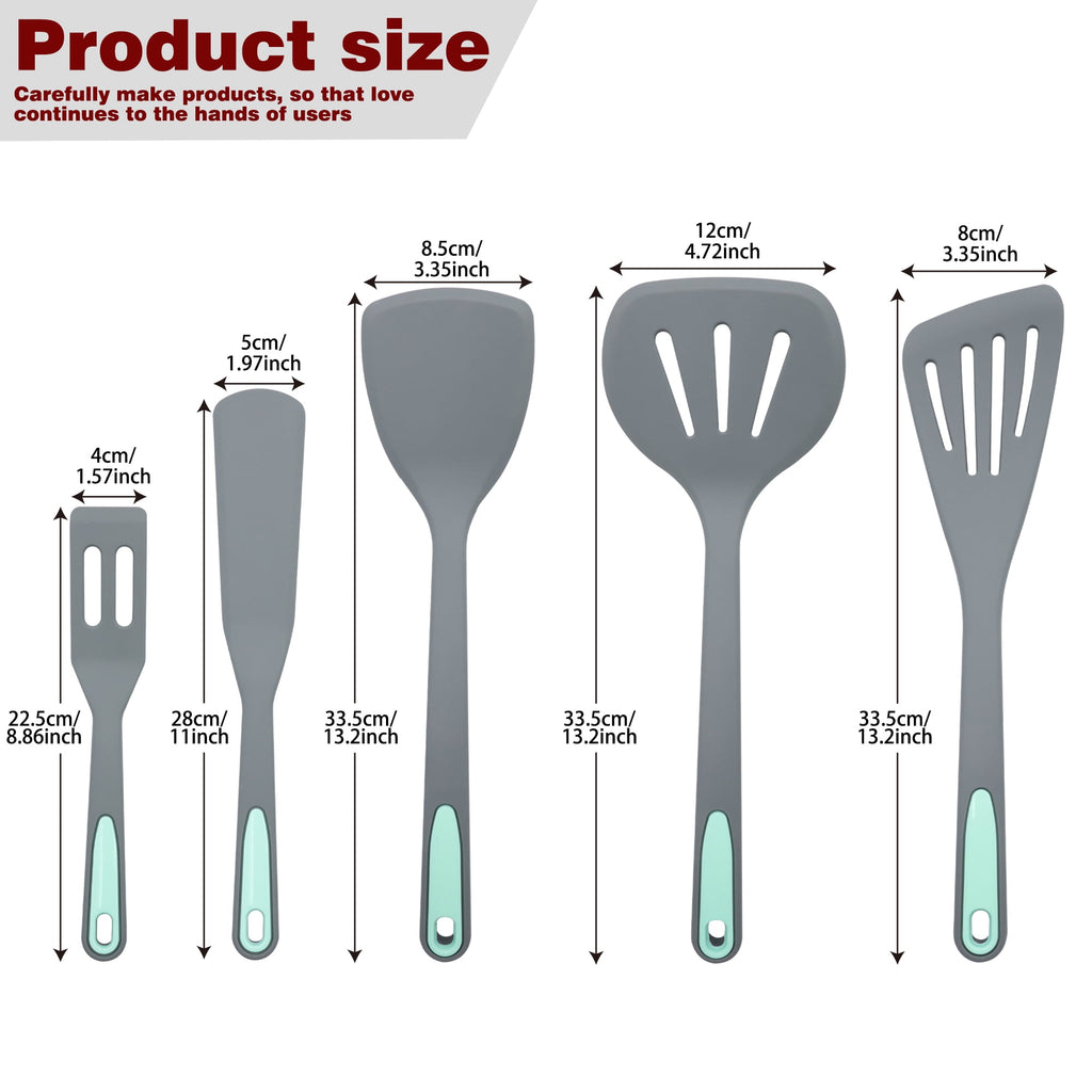 To encounter 5 Pieces Silicone Spatula Set, Non-Stick Silicone Turner Spatulas, Heat Resistance Cooking Utensils, Flip Turner for Fish, Egg, - Image 6