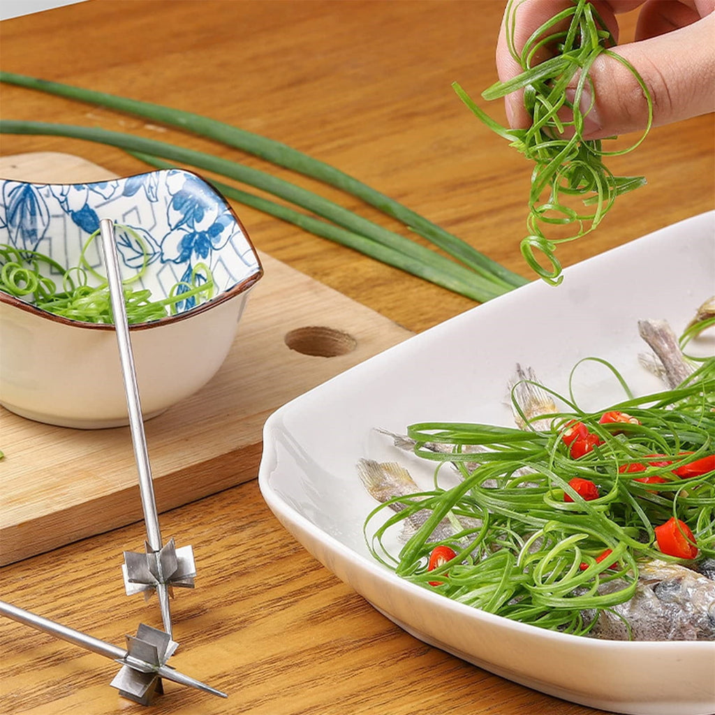 Stainless Steel Vegetable Cutter Scallion Slicer Onion Chopper Tool for Kitchen Efficient Garlic Fruit Food Prep -Pur... - Image 6