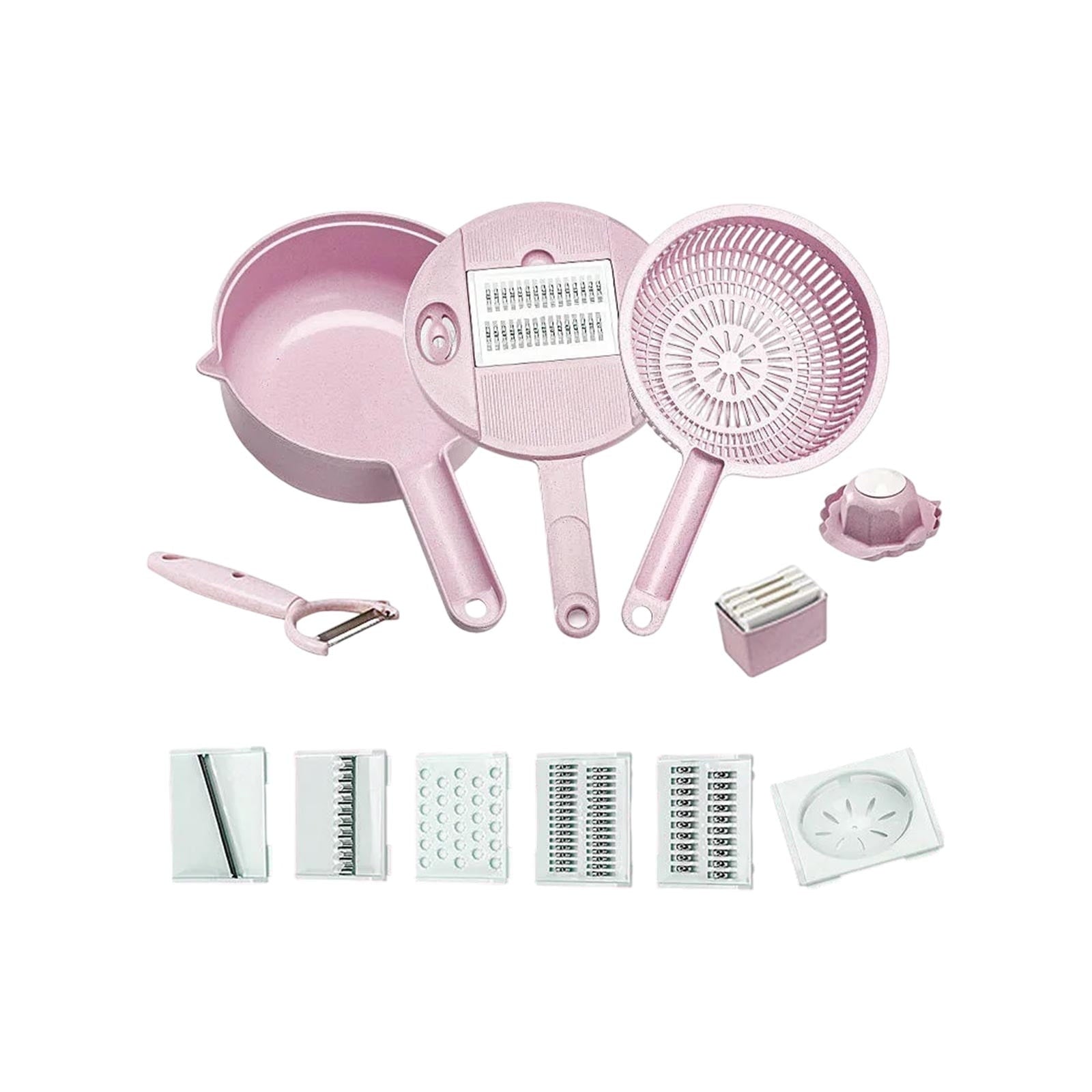 Stainless Steel Vegetable Slicer Shredder Grater Multi-Function Kitchen Tool with Hand Guard Strainer Basket for Pota... - Image 2