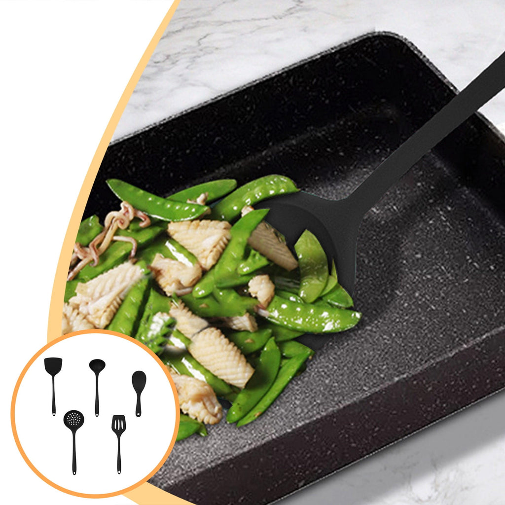 IPEWLEX Multifunctional Kitchenware Five Piece Set - Heat Resistant Silicone Utensils for Cooking, Easy to Clean, Safe for All Cookware - Bl - Image 5