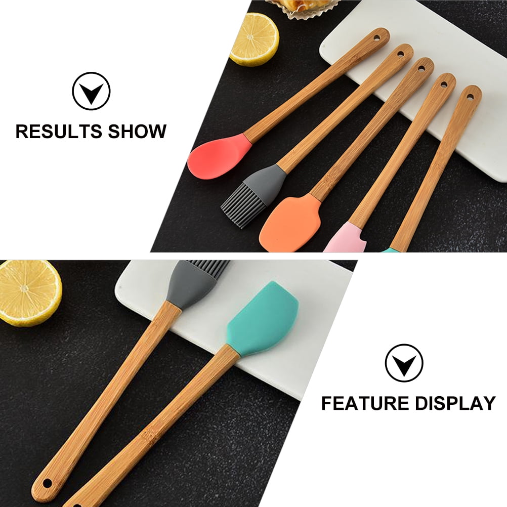 5Pcs Childrens Kitchen Utensil Set for Baking and Cooking with Silicone Spatulas and Oil Brushes - Image 4