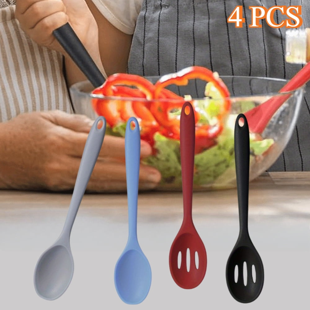 Professional 4-Piece Silicone Spoon Collection - 8-Inch Ergonomic Cooking Utensils with 1.8-Inch Wide Bowl, Heat Resi... - Image 3