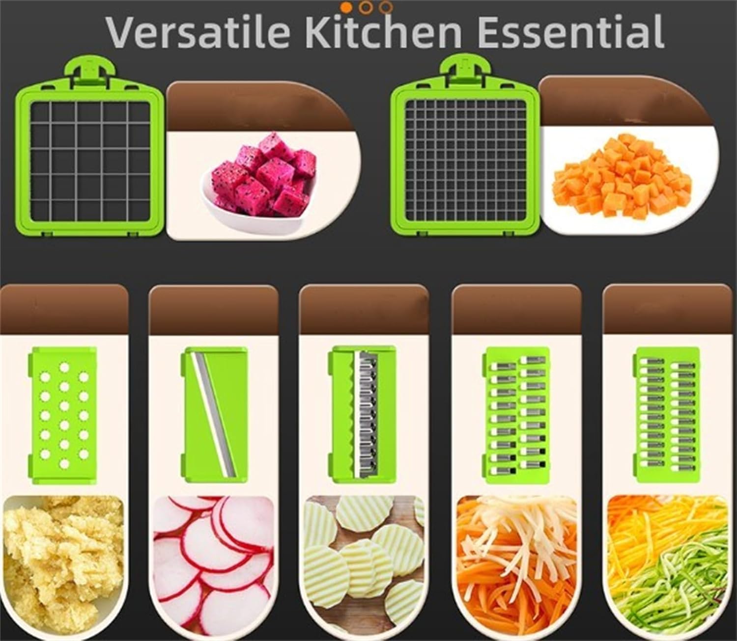 14 Pcs Multi-Functional Vegetable Cutter & Slicer, Stainless Steel Food Chopper with Blades, Kitchen Gadgets & Accessories-Pink - Image 4