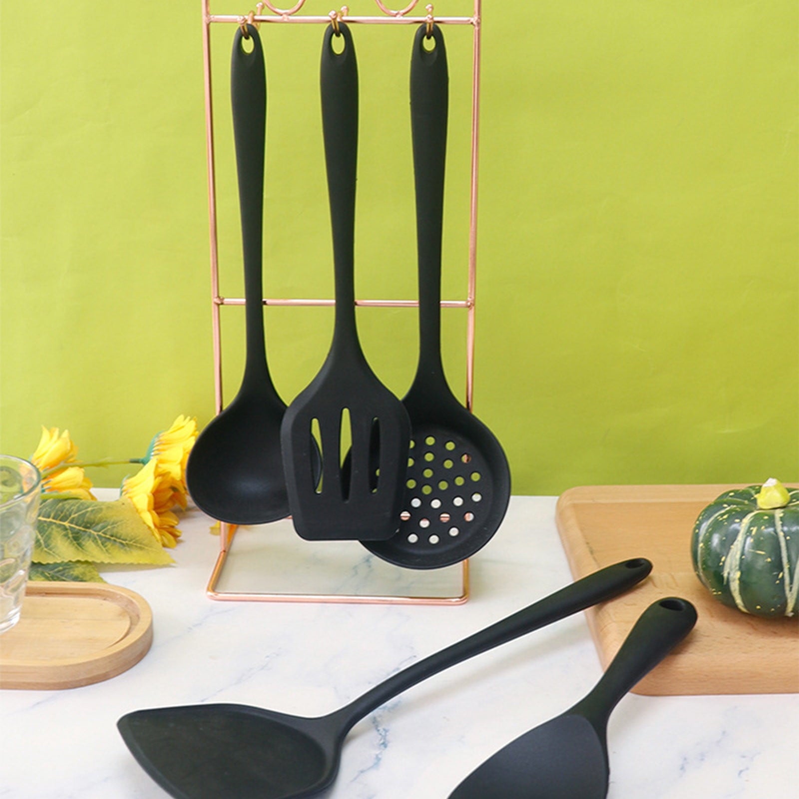 IPEWLEX Multifunctional Kitchenware Five Piece Set - Heat Resistant Silicone Utensils for Cooking, Easy to Clean, Safe for All Cookware - Bl - Image 6