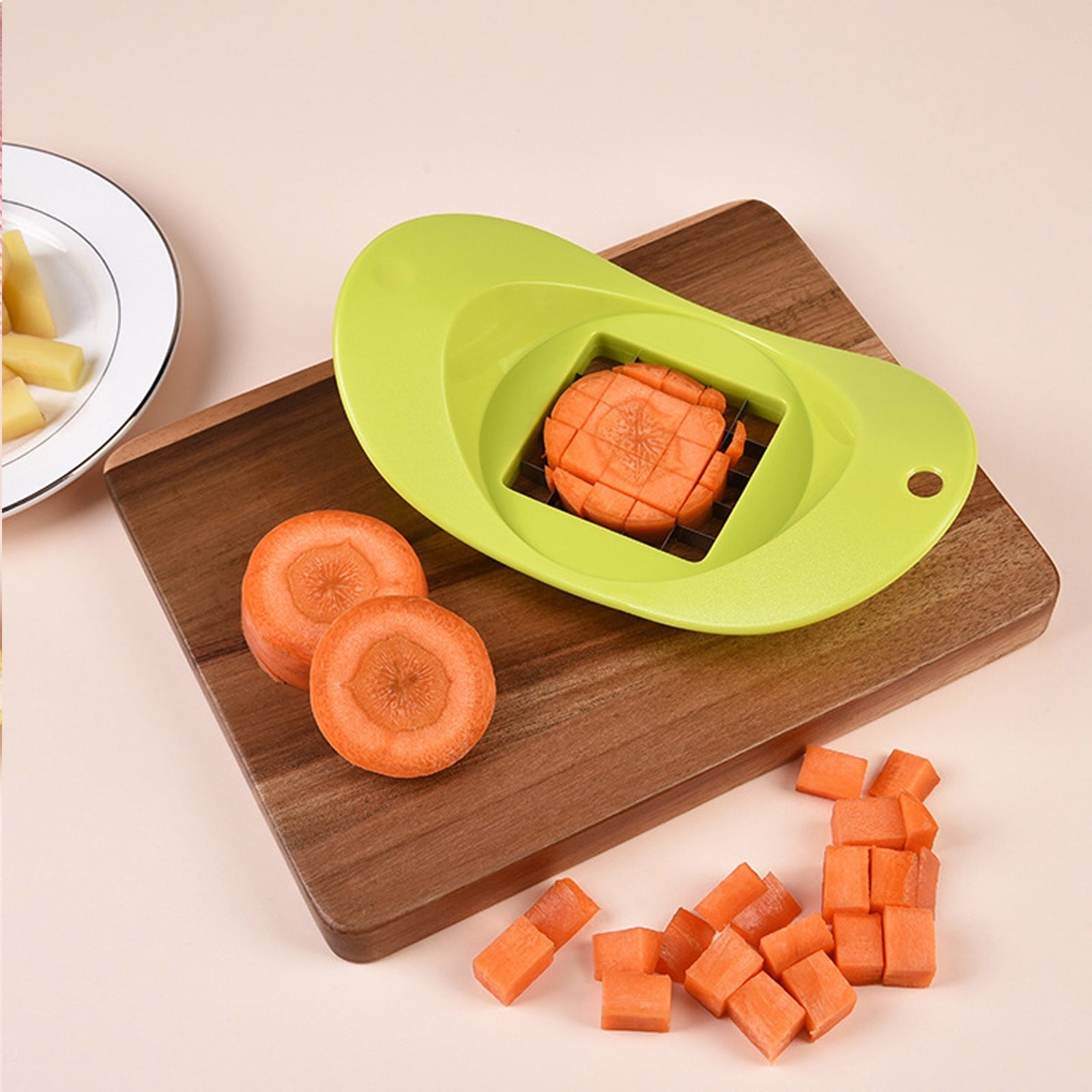 French Fry Cutter French Fry Cutter Stainless Steel Manual Potato Slicer for Home Kitchen Vegetable Prep Tool Green m... - Image 4