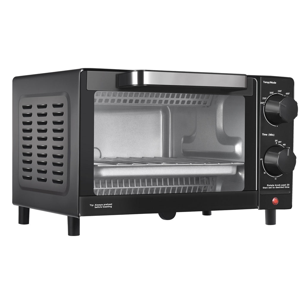 4 Slice Countertop Toaster Oven with 3 Settings, Includes Baking Rack and Pan, Black, New - Image 4