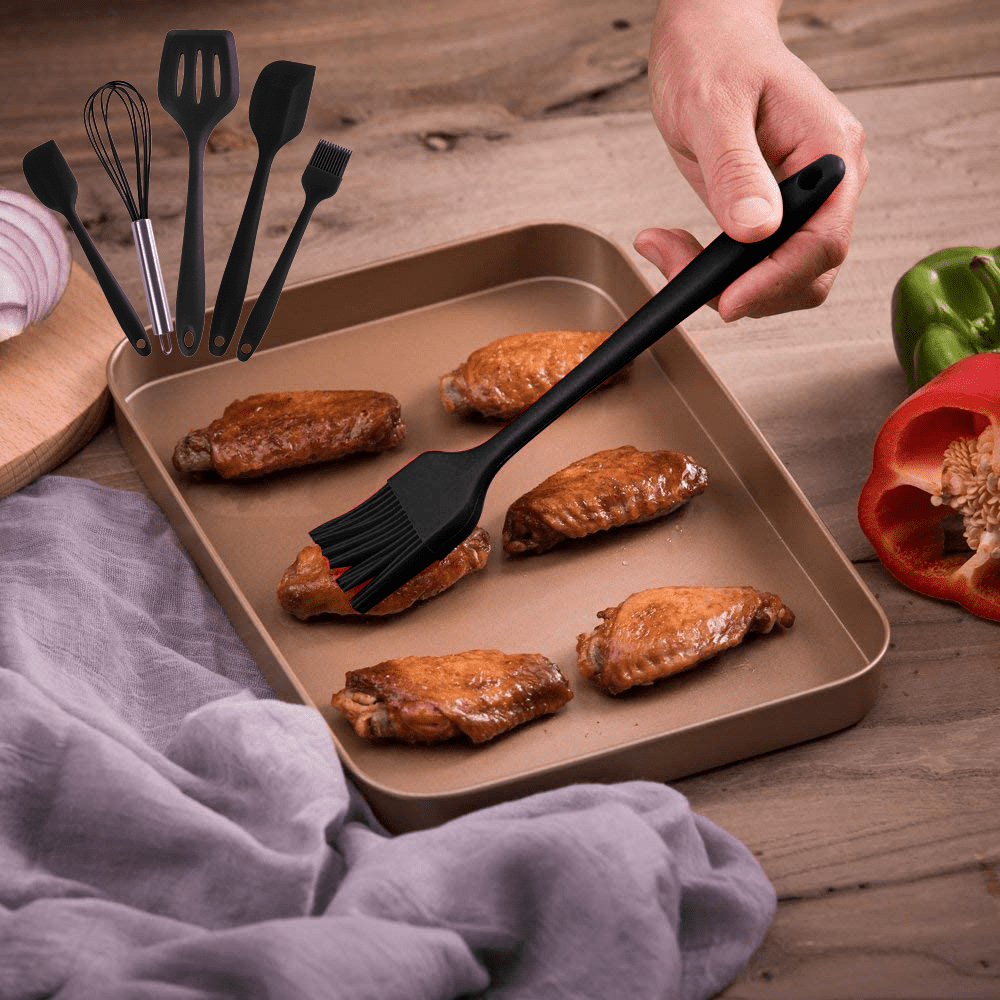 Silicone Utensils, 5 Piece Silicone Spatula Set with Stainless Steel Core, Heat Resistant Silicone Kitchenware, Non-S... - Image 4