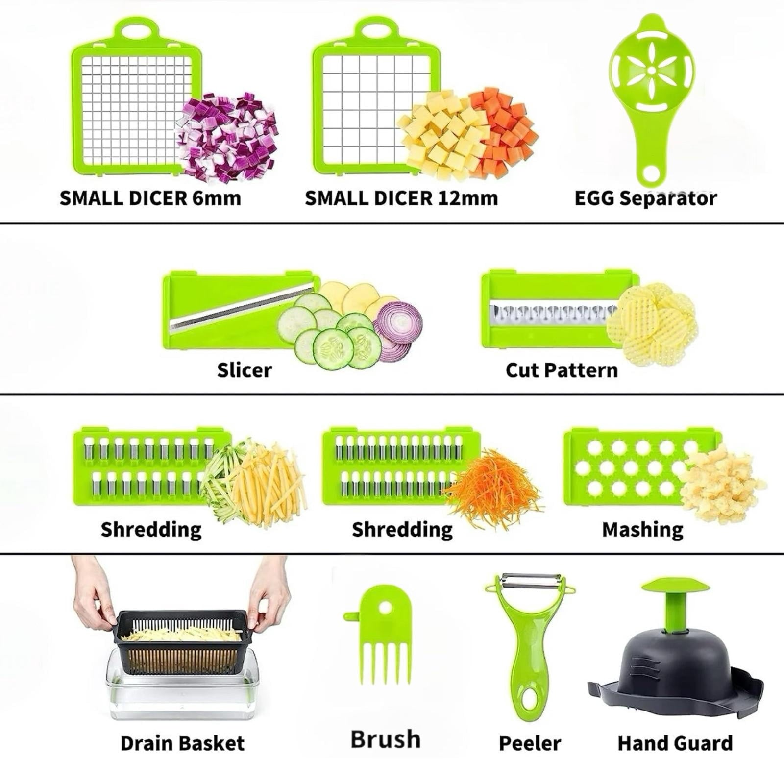 Food & Spiralizer, 15-in-1, 8 Stainless Steel Blades, Black - Image 3