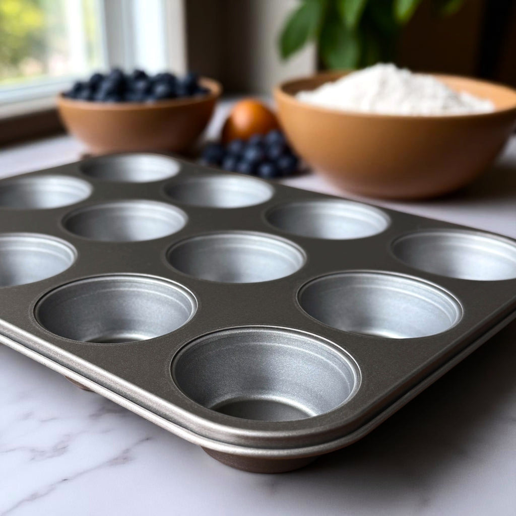 12-Cup Nonstick Muffin Pan, Cupcake Pan, 2.9" Diameter Cup, Gray, 1 Count - Image 3
