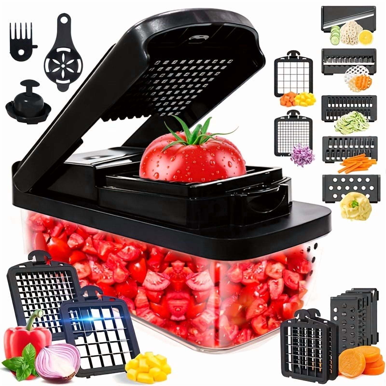 Multifunctional Vegetable Chopper Dicer Slicer Shredder Grater Peeler, Multi-Blade Kitchen Cutter for Onion Potato Fruit - Image 3