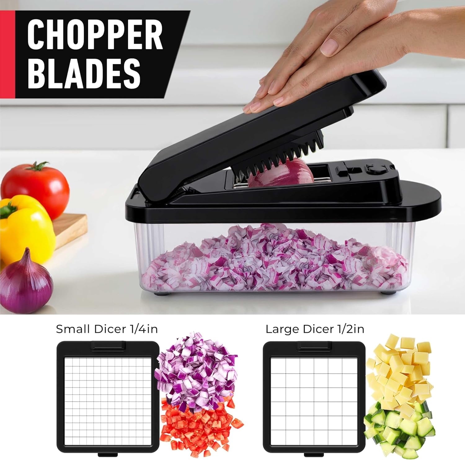 10-in-1 Cutter, Food with Container, Multifunctional Cutter with 8 Blades, Mandoline Slicer, Dicer & Grater, Black - Image 6