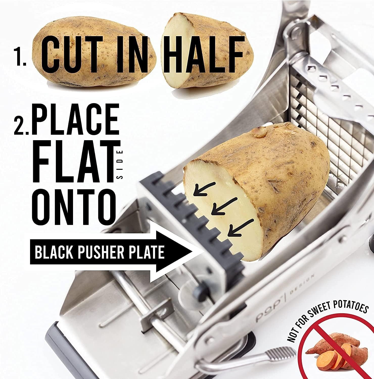 Cutter with 2 Blades, Professional Potato Cutter Stainless Steel, Potato Slicer Fries, No-Slip Suction Technology, Pr... - Image 2