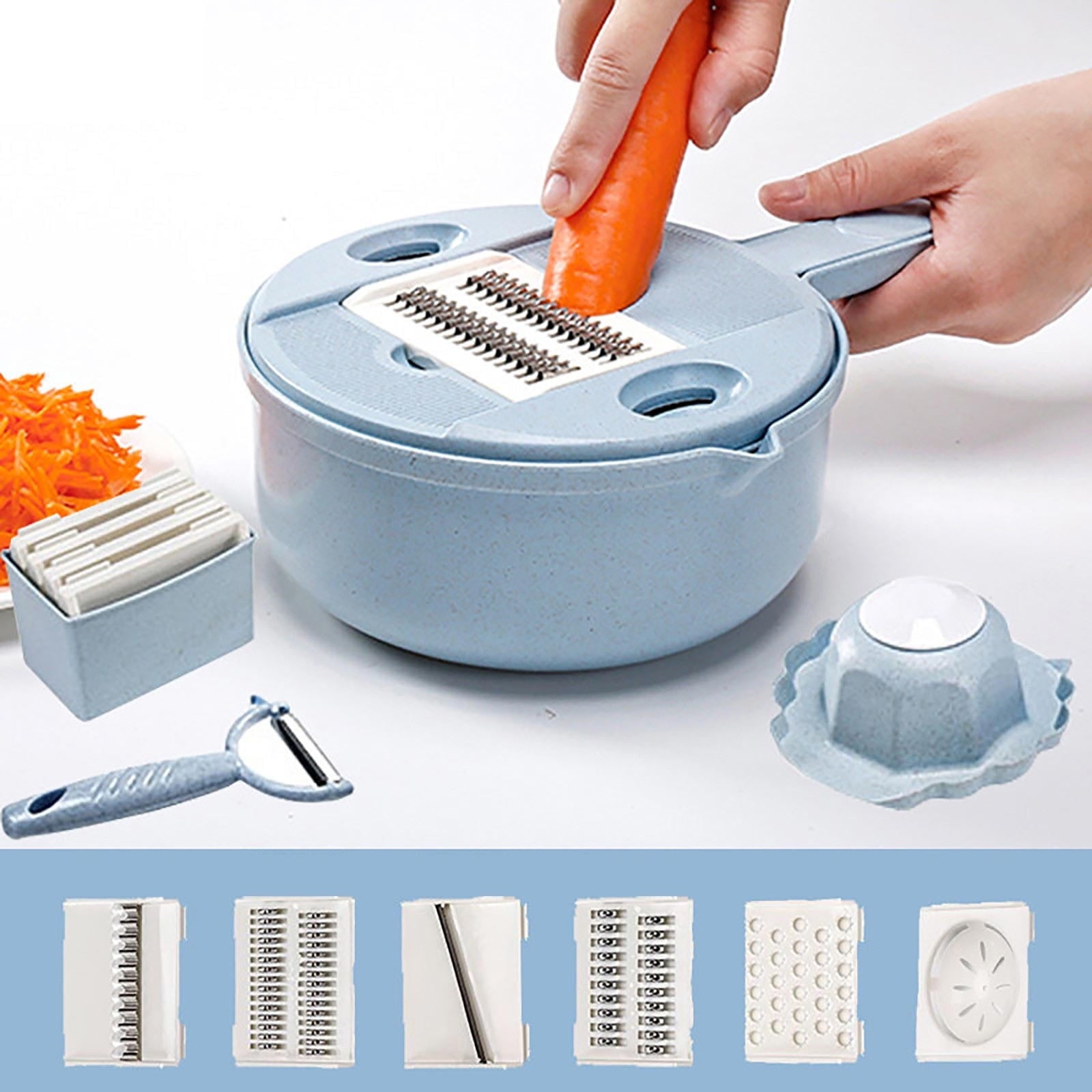 Vegetable Slicer Shredder Tool | Multi-Function Wheat Straw | 6 Stainless Steel Blades | Potato, Carrot, Cucumber, Salad Prep | Hand-Safe Gr - Image 2