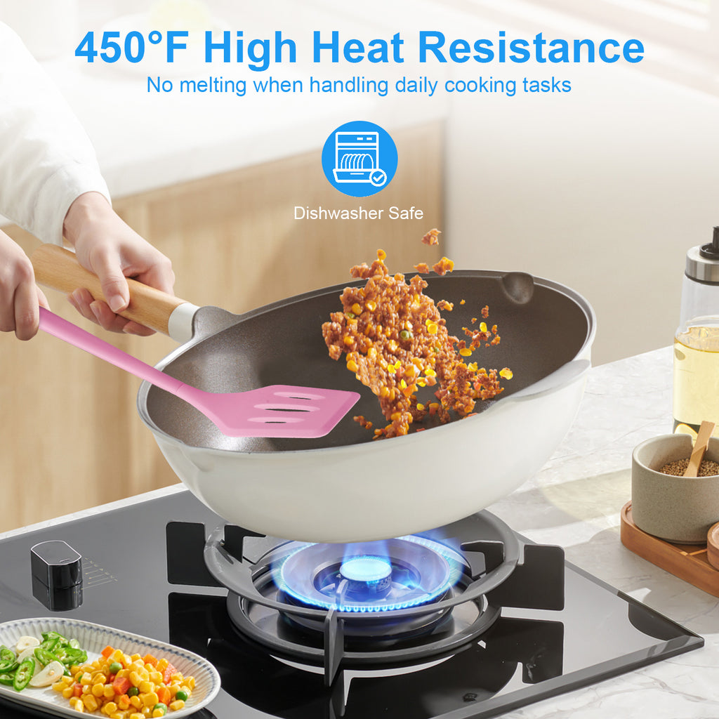 Silicone Cooking Utensils Sets, 5-Piece Kitchen Utensil Set 600F Heat Resistant Non-stick Rubber Cookware Kitchen Sil... - Image 5