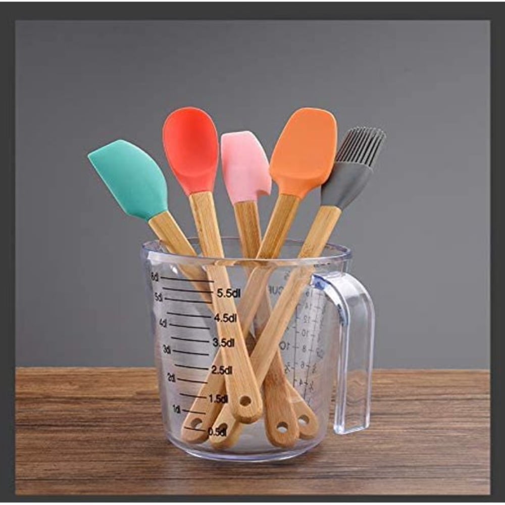 5 Pack Mini Spatulas Scrapers with Bamboo Handle for Scraping Cooking Baking Mixing Tools Set, Jar Spoon Spatula Kitc... - Image 3