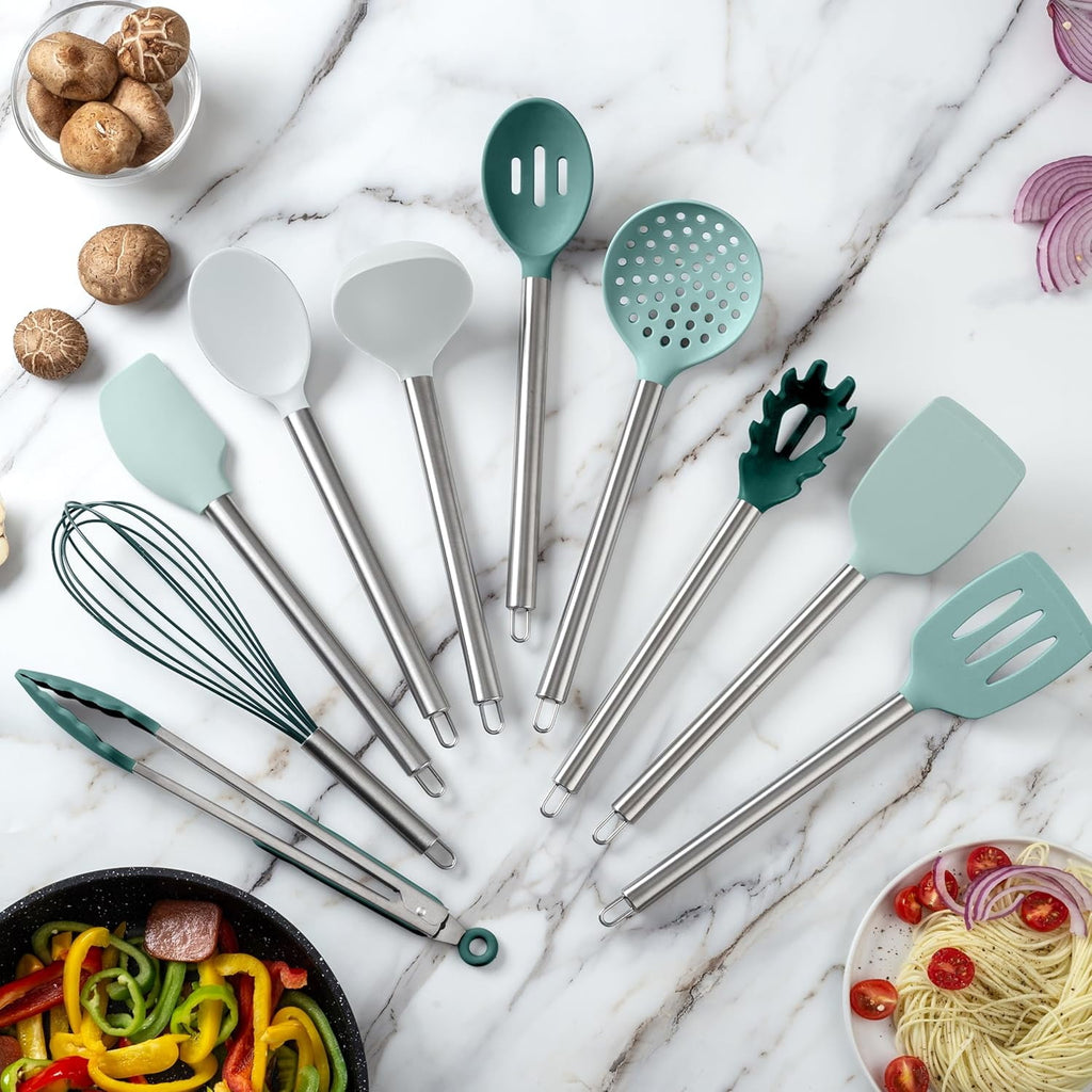 COOK WITH COLOR 10-Pc Cooking Utensils Set Kitchen Gadgets & Essentials, Teal - Image 3