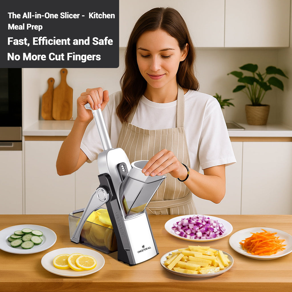 ONCE FOR ALL Vegetable Mandoline Slicer Chopper, Kitchen Adjustable Safe Onion Potato Food Chopper, Perfect for Slicing, Chopping, Shredding - Image 2