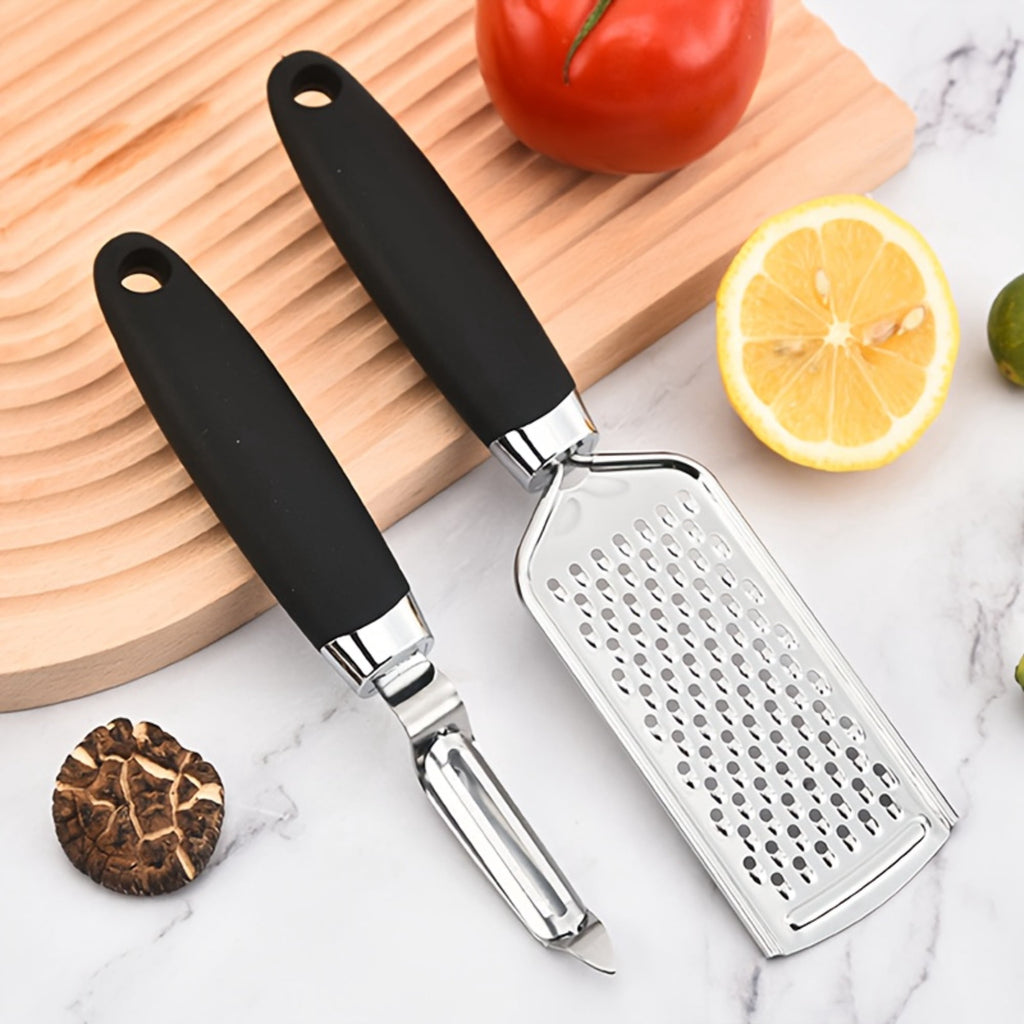 7 Pcs Black Stainless Steel Kitchen Gadget Set,Soft Touch Black Handles,Practical Daily Cookware for Home and New Apa... - Image 5