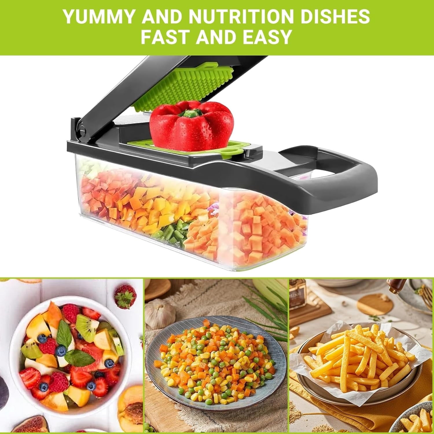 16-in-1 Vegetable Chopper - Pro Onion Chopper with 8 Blades, Veggie Slicer Dicer Cutter for Potato, Carrot & Garlic, ... - Image 6