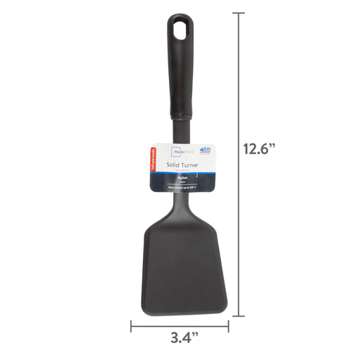 (8 pack) Solid Kitchen Turner, Nylon, Black, Diamond Pattern Handle - Image 3