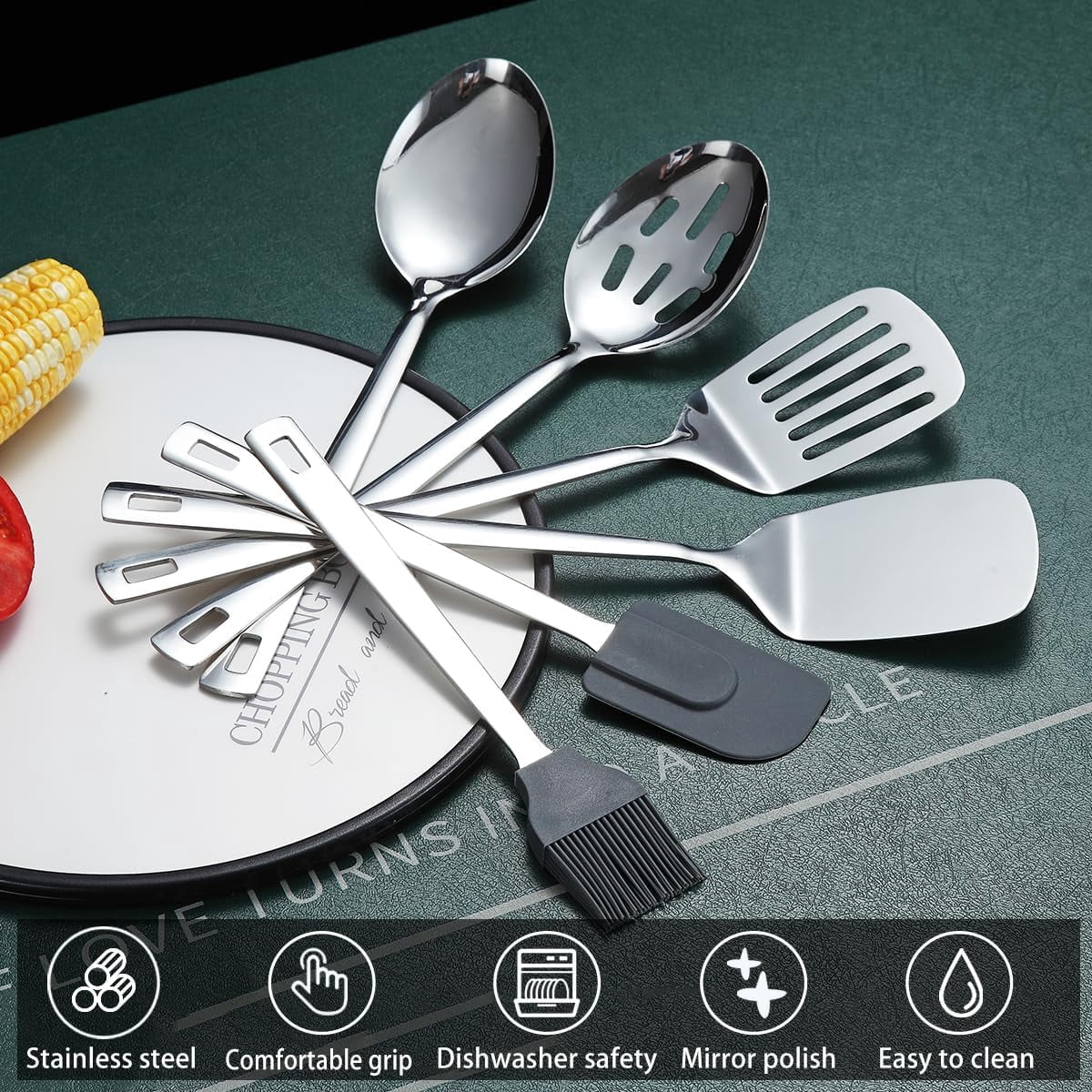 Stainless Steel Kitchen Utensils Set 40 Pieces, Cooking Utensil Set with Utensils Holder, Kitchen Gadgets Kitchen Ess... - Image 5