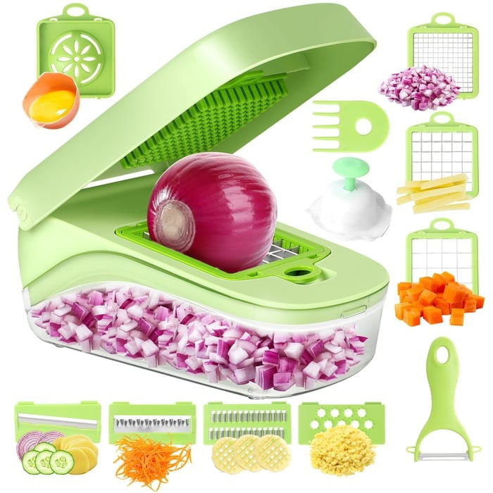 Kitchen Chopper Vegetable Cutter Multifunctional Shredder Dicer Food Chopper with Container Manual Vegetable Slicer f... - Image 4