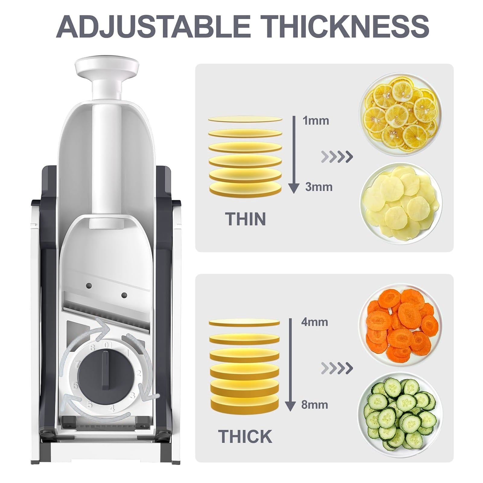 ONCE FOR ALL Mandoline Food Slicer, Adjustable Slices 0.1-8mm, Gray - Image 5