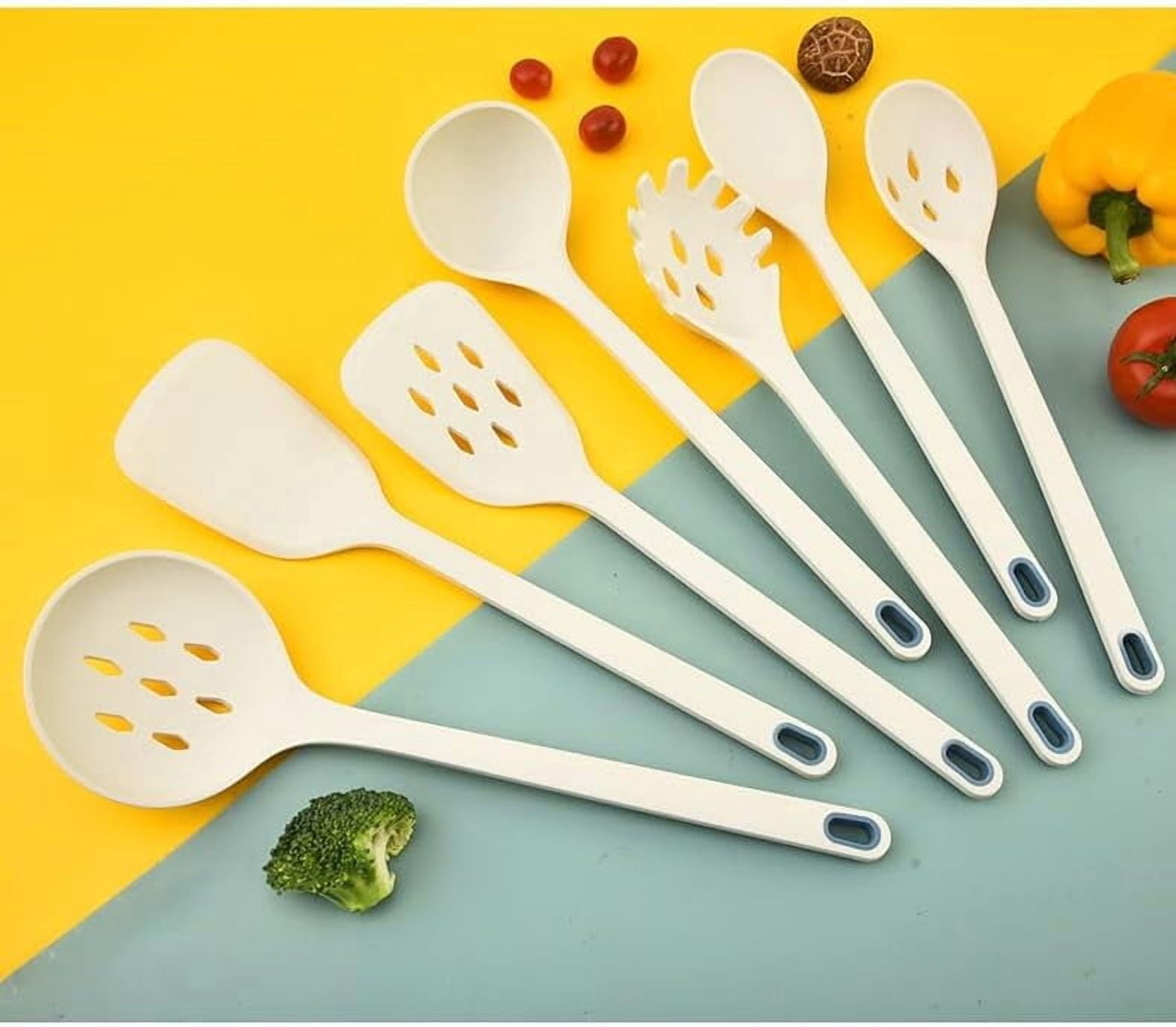 7" Long Silicone Cooking Utensils Set, One-Piece Style Nonstick Slotted Spoons, Spatulas, Ladle and Spoon Set, 446F H... - Image 5