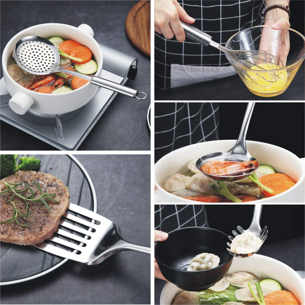 Cooking Utensils Set 8 Piece, Stainless Steel Kitchen Utensils Set with Utensil Holder, Kitchen Tool Set and Caddy - Image 5
