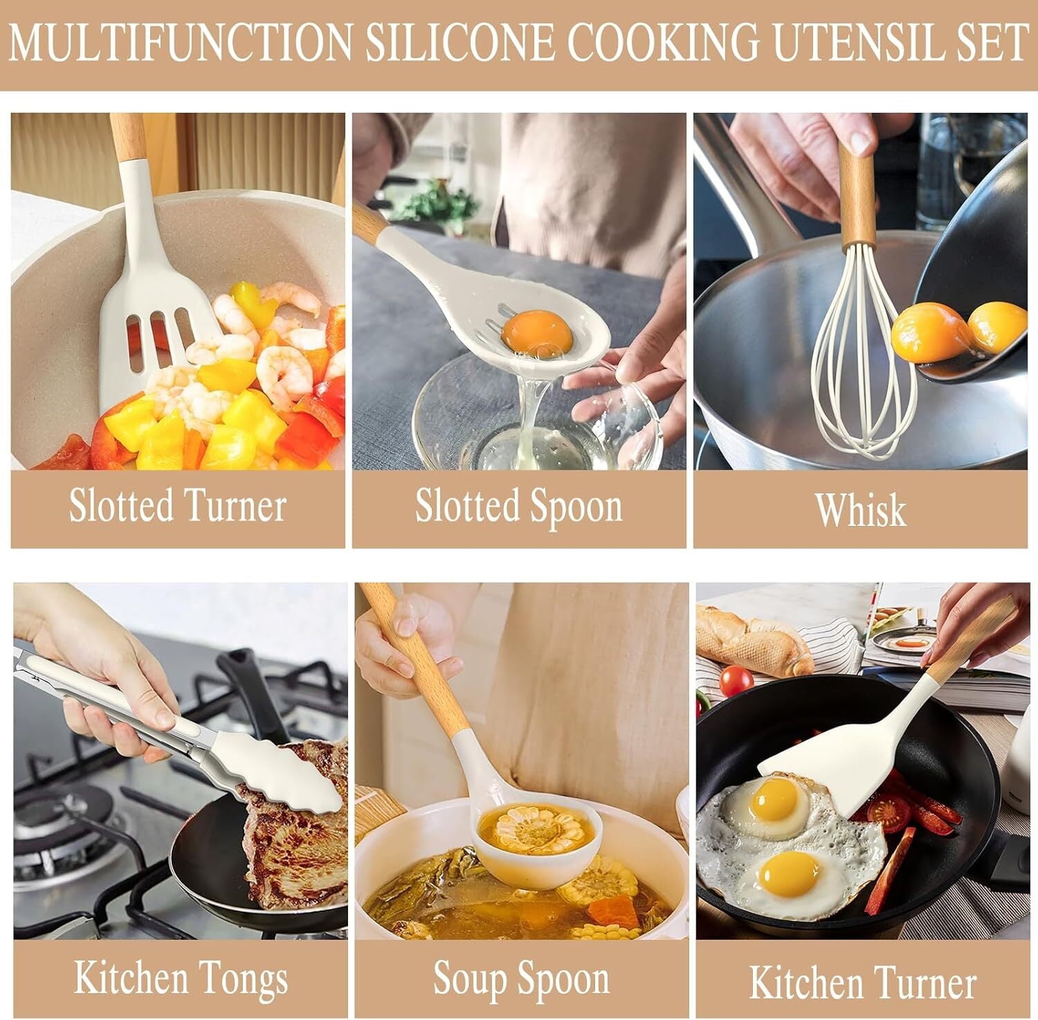 Kitchen Utensil Set-Silicone Cooking Utensils-33 Kitchen Gadgets & Spoons for Nonstick Cookware-Silicone Spatula Set-Best Kitchen Tools, Use - Image 6