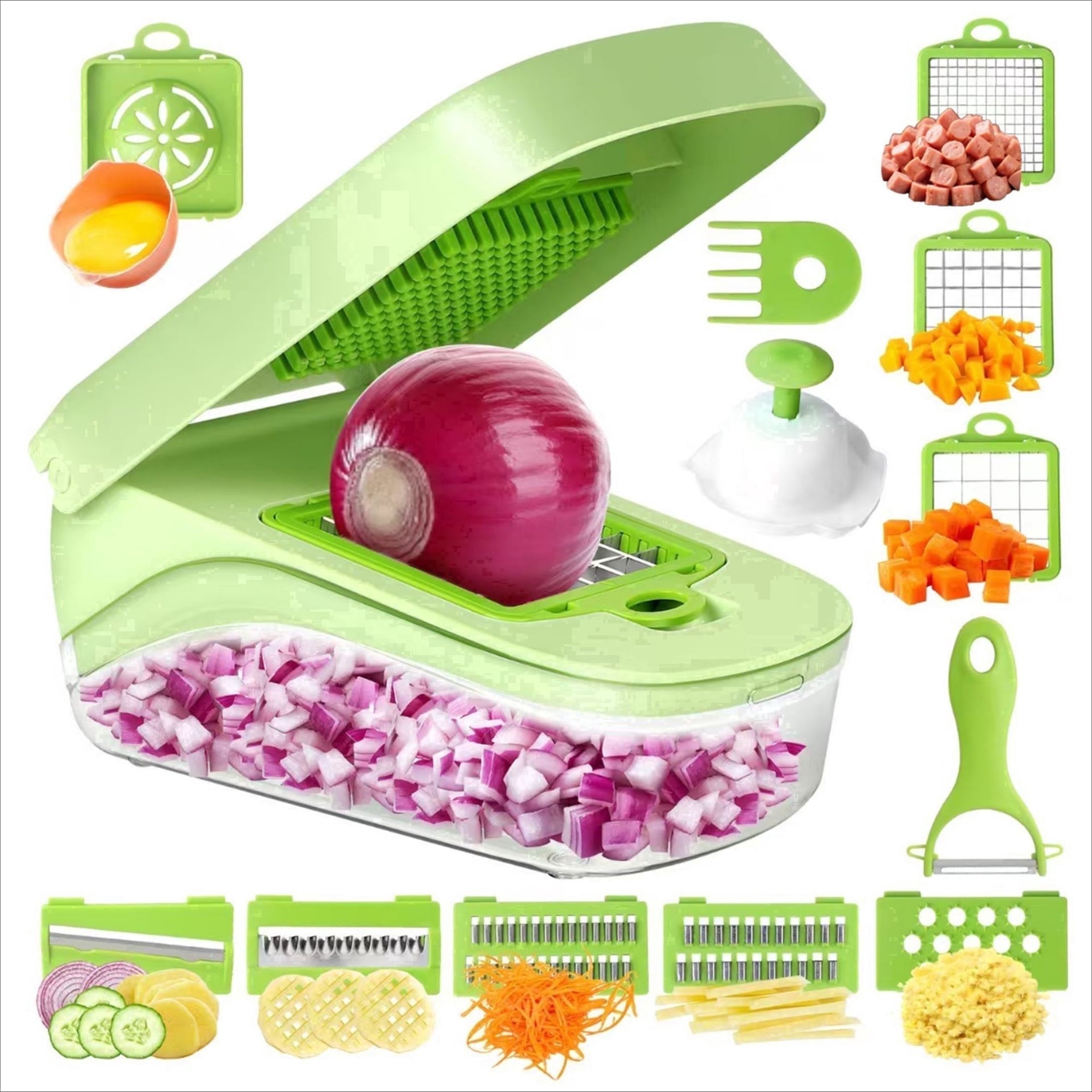 with 8 Blades & Container Mandoline Slicer & Shredder for Potato, Onion, Salad, Essential Kitchen Gadget