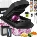 8-Blade Multifunction Food Cutter with Container, Manual Veggie Dicer Slicer for Onion, Tomato, Potato, Cucumber and ...