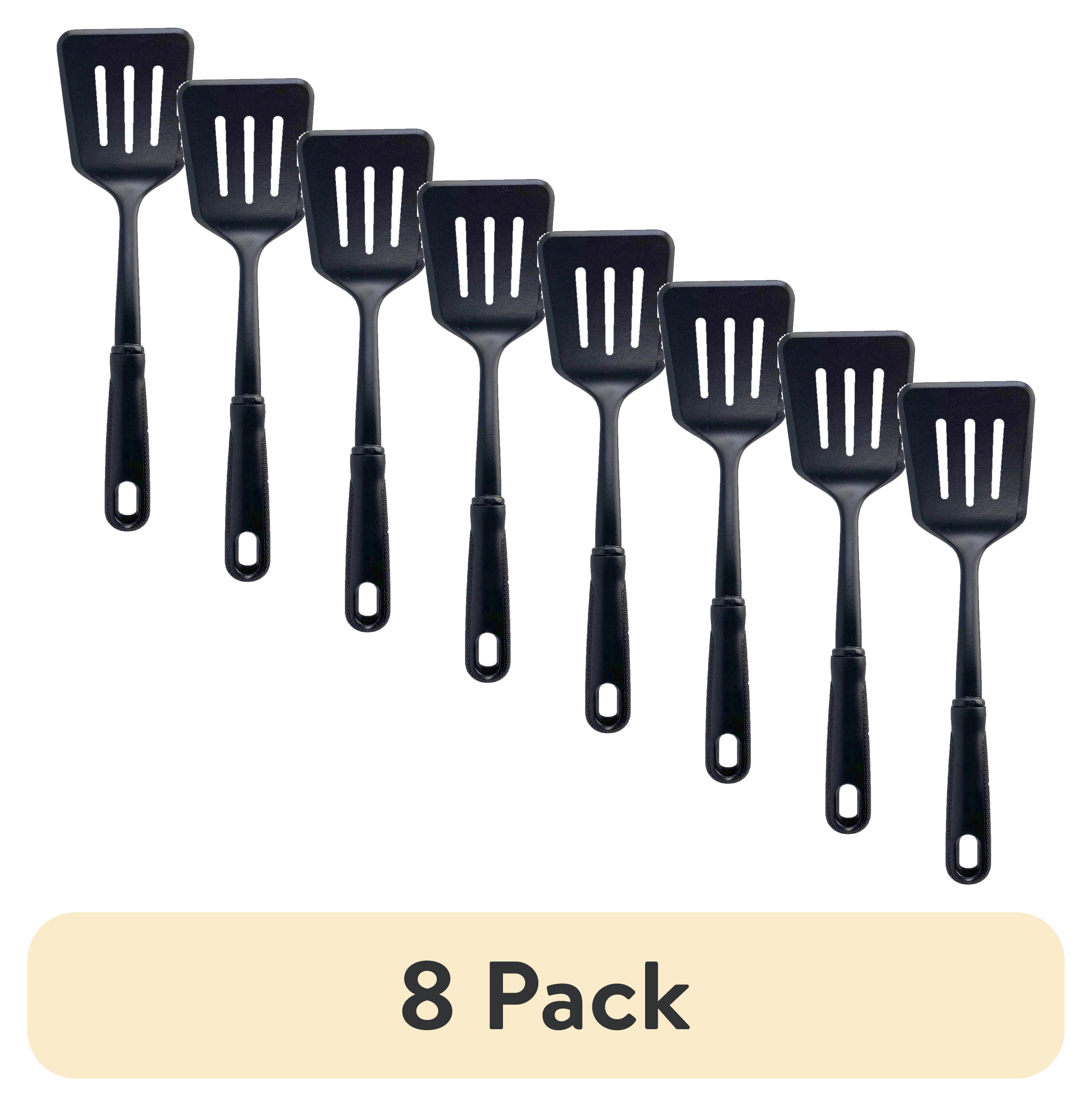 (8 pack) Mainstays Nylon Slotted Kitchen Turner with Soft Grip Handle, Black