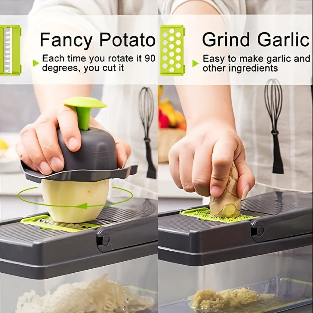 Multifunctional Vegetable Chopper Dicer Slicer Shredder Grater Peeler, Multi-Blade Kitchen Cutter for Onion Potato Fruit - Image 5