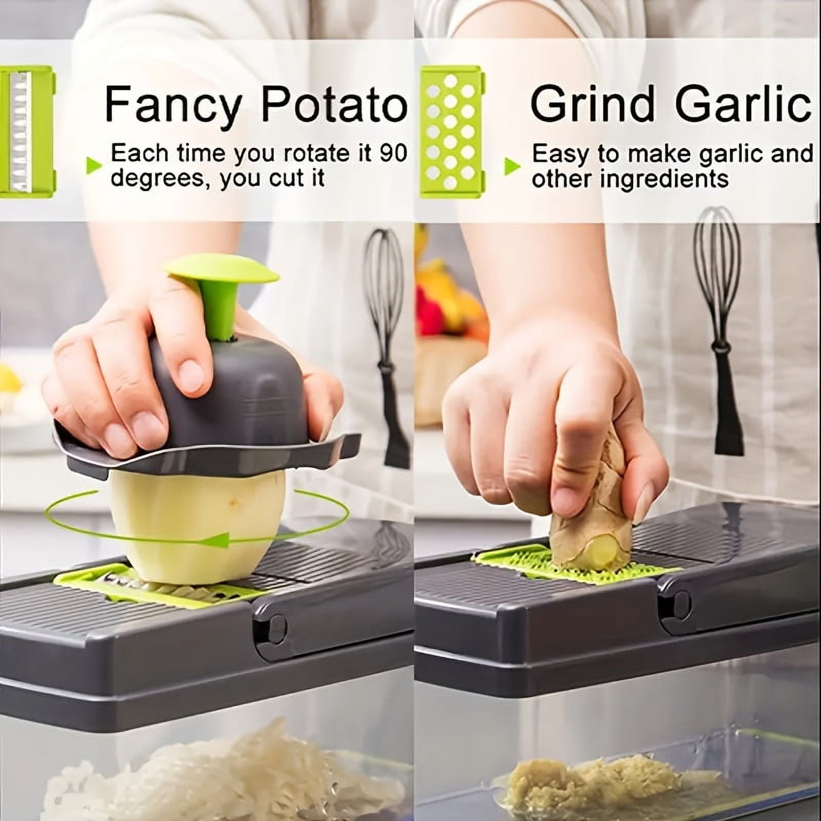 Multifunctional Vegetable Chopper Dicer Slicer Shredder Grater Peeler, Multi-Blade Kitchen Cutter for Onion Potato Fruit - Image 5