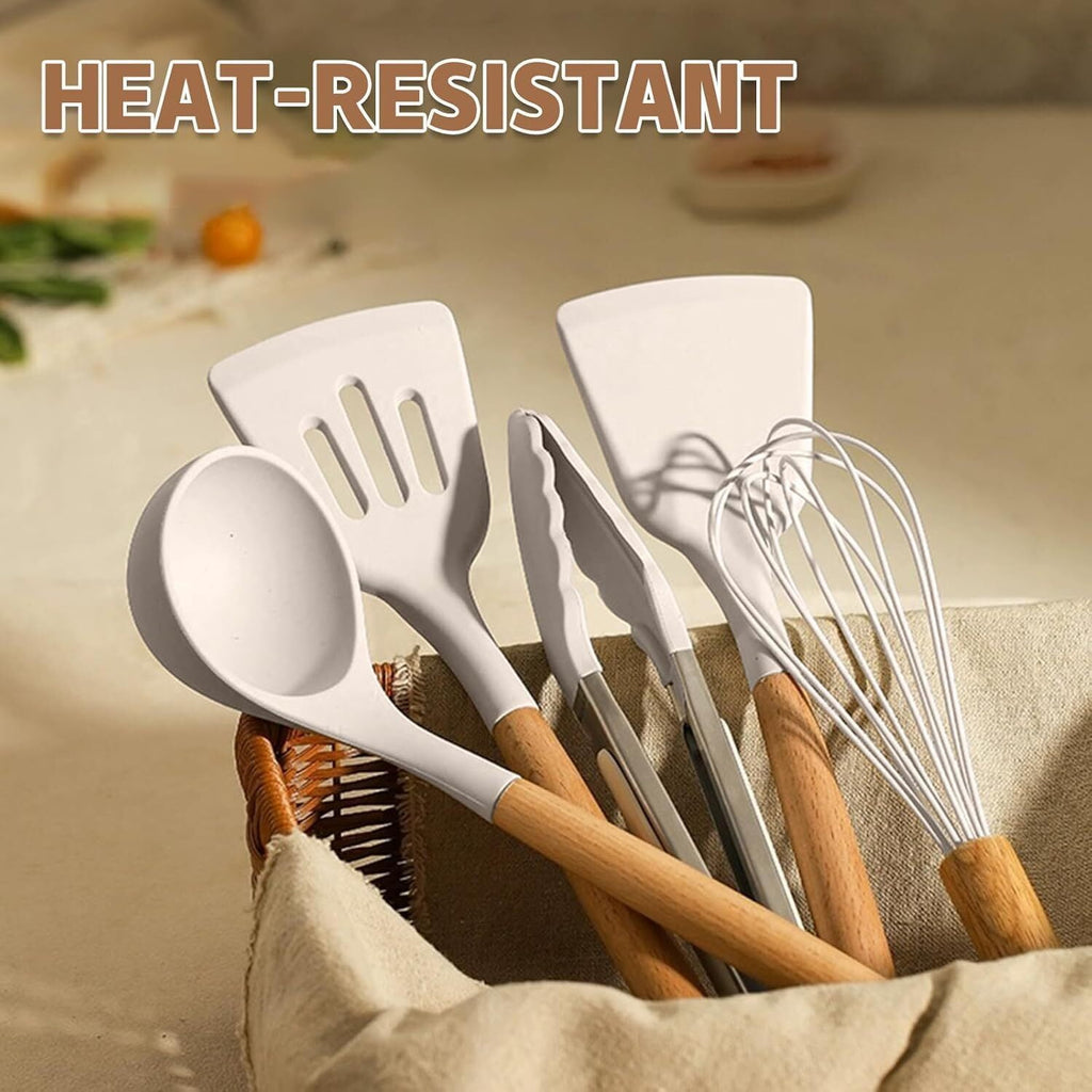 Silicone Cooking Utensils Kitchen Utensil Set - Heat Resistant Silicone Kitchen Utensils Set, Spatula,Turner Tongs, S... - Image 5