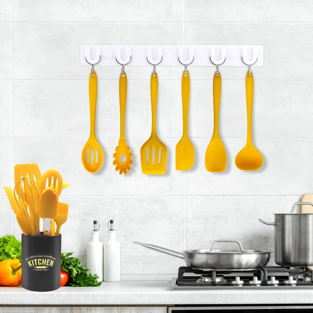 11-Piece Silicone Cooking Utensil Set, Non-Stick Kitchen Gadgets with Spatulas, Includes Iron Utensil Holder, Non-Scratch Heat-Resistant Kit - Image 6