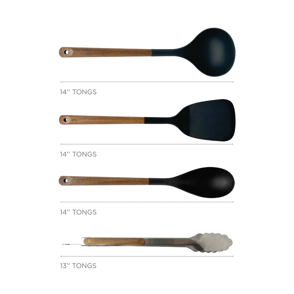 4-Piece Nylon & Acadia Kitchen Essentials Cooking Utensils Set, Black - Image 3