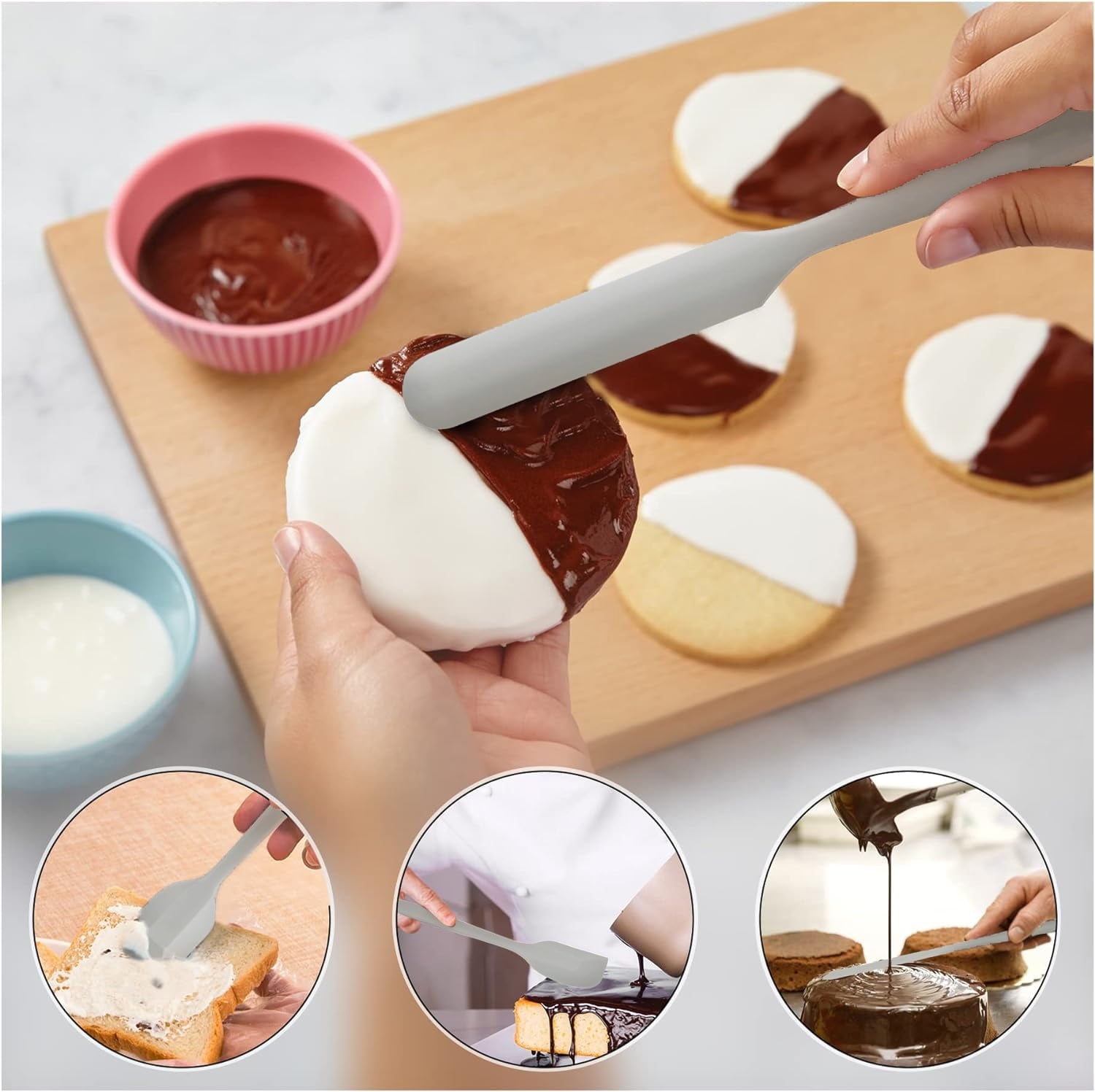 Food grade silicone rubber spatula set, 6-piece kitchen cooking and baking mixing utensil set, high heat resistance n... - Image 6