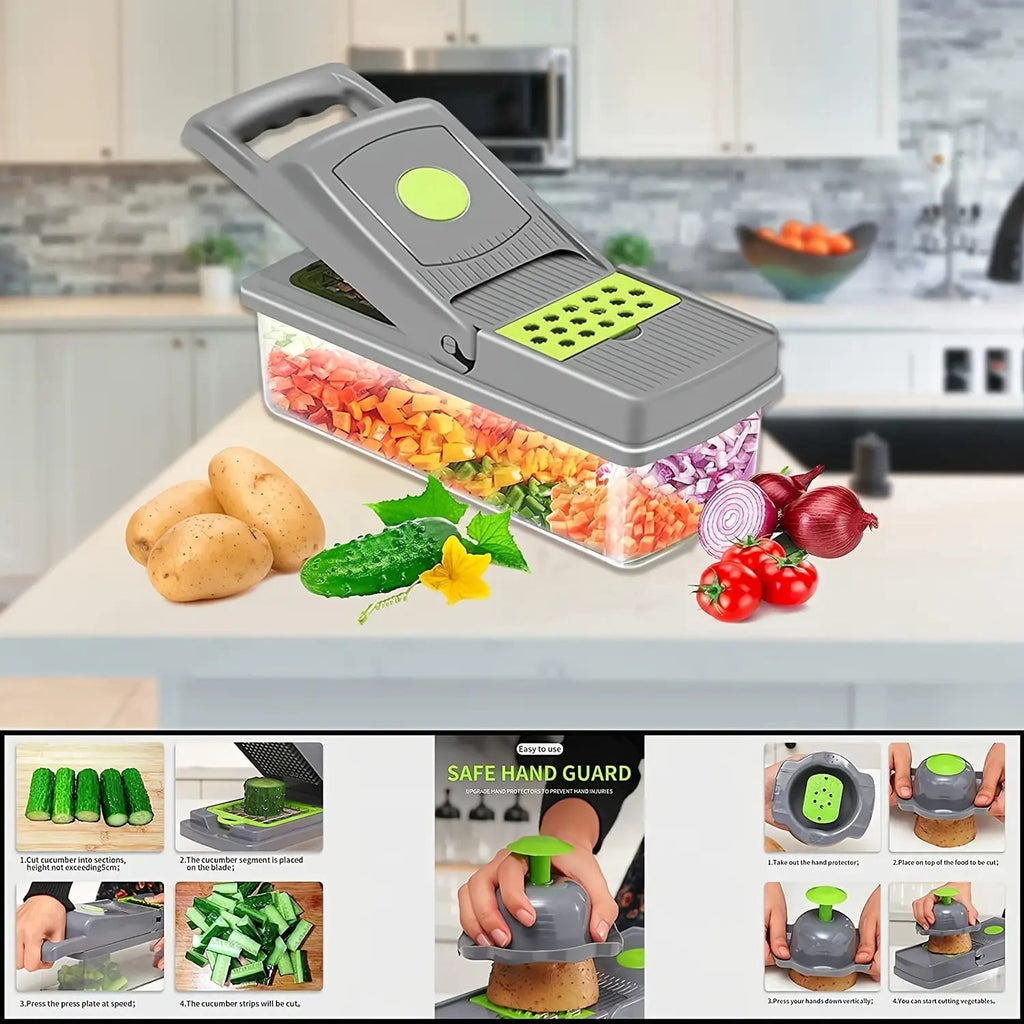 13 in 1 Vegetable Chopper, Multifunctional Food Chopper with Container, 8 Blade food processor with Onion Chopper, Sl... - Image 6
