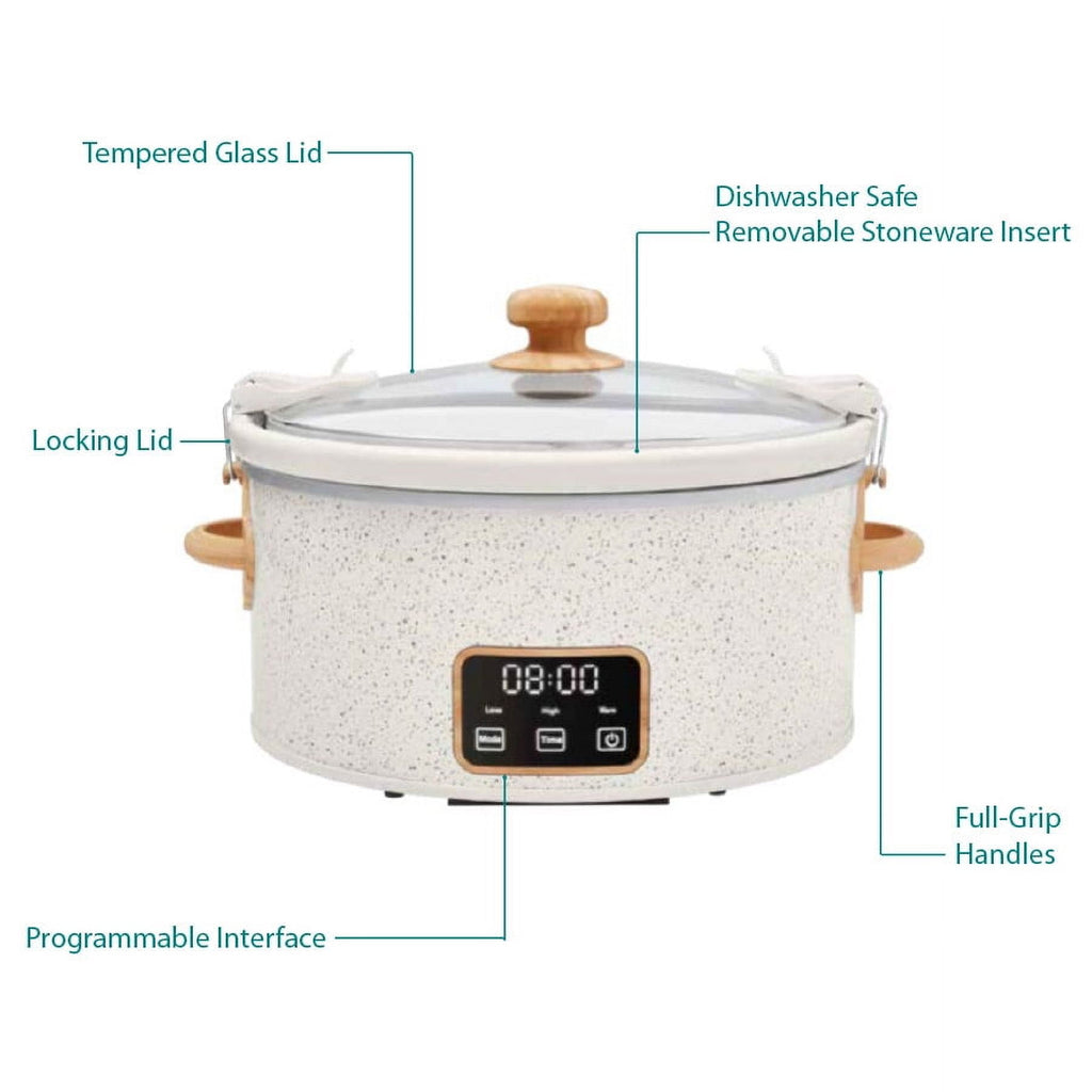 6-Quart Portable Linen Speckle Slow Cooker - Image 3