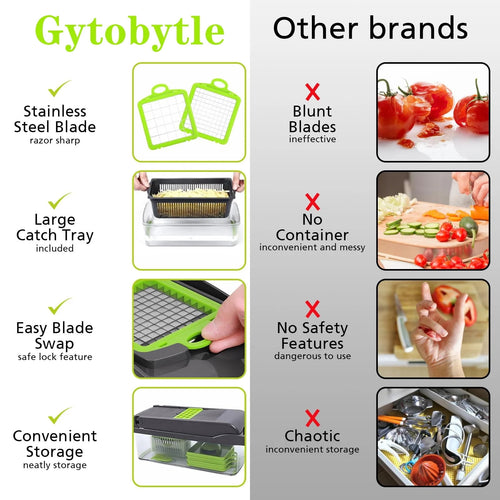 16-in-1 Food Dicer, Slicer, Shredder, Chopper for Vegetables with Stainless Steel Blades - Image 2