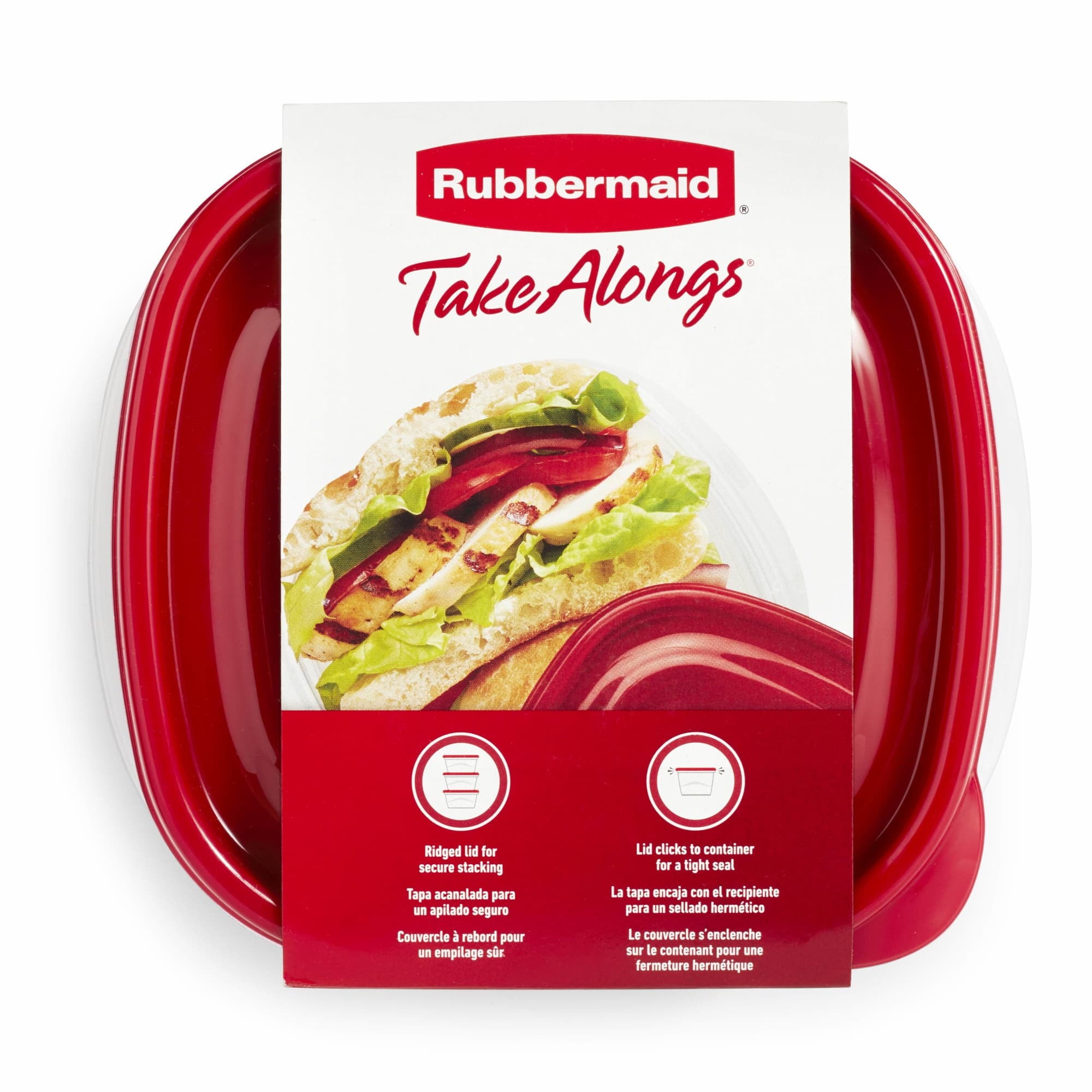 TakeAlongs 2.9-Cup Square Food Storage Containers, Ruby Red, 4 Pack - Image 3