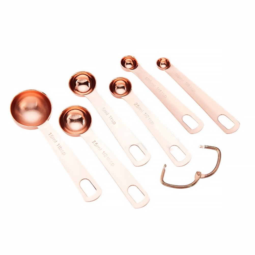Baking Supplies Kitchen Gadget Scaled Tools Stainless Steel Measuring Spoons Rose Gold - Image 6