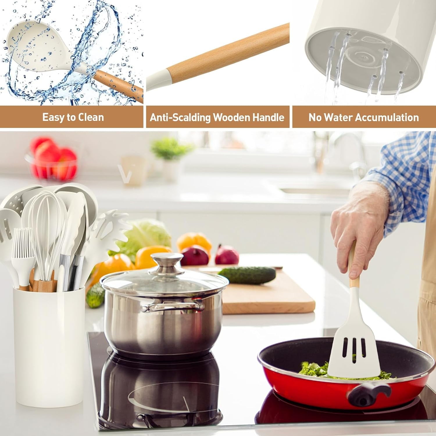 Silicone Kitchen Utensil Set, Heat Resistant Kitchen Gadgets and Tools - Image 3