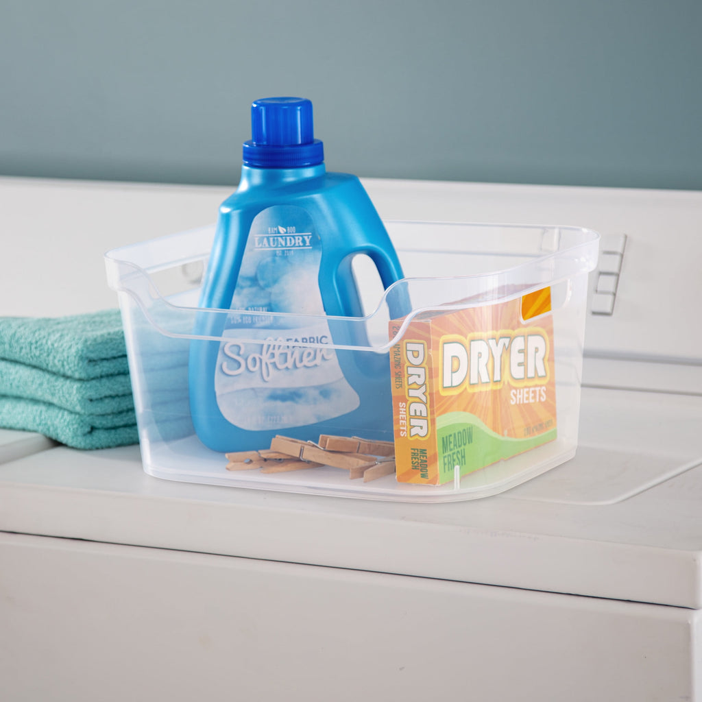 Large Open Bin, Clear Plastic, Easy Access Bin with Scoop Front, Clear - Image 3