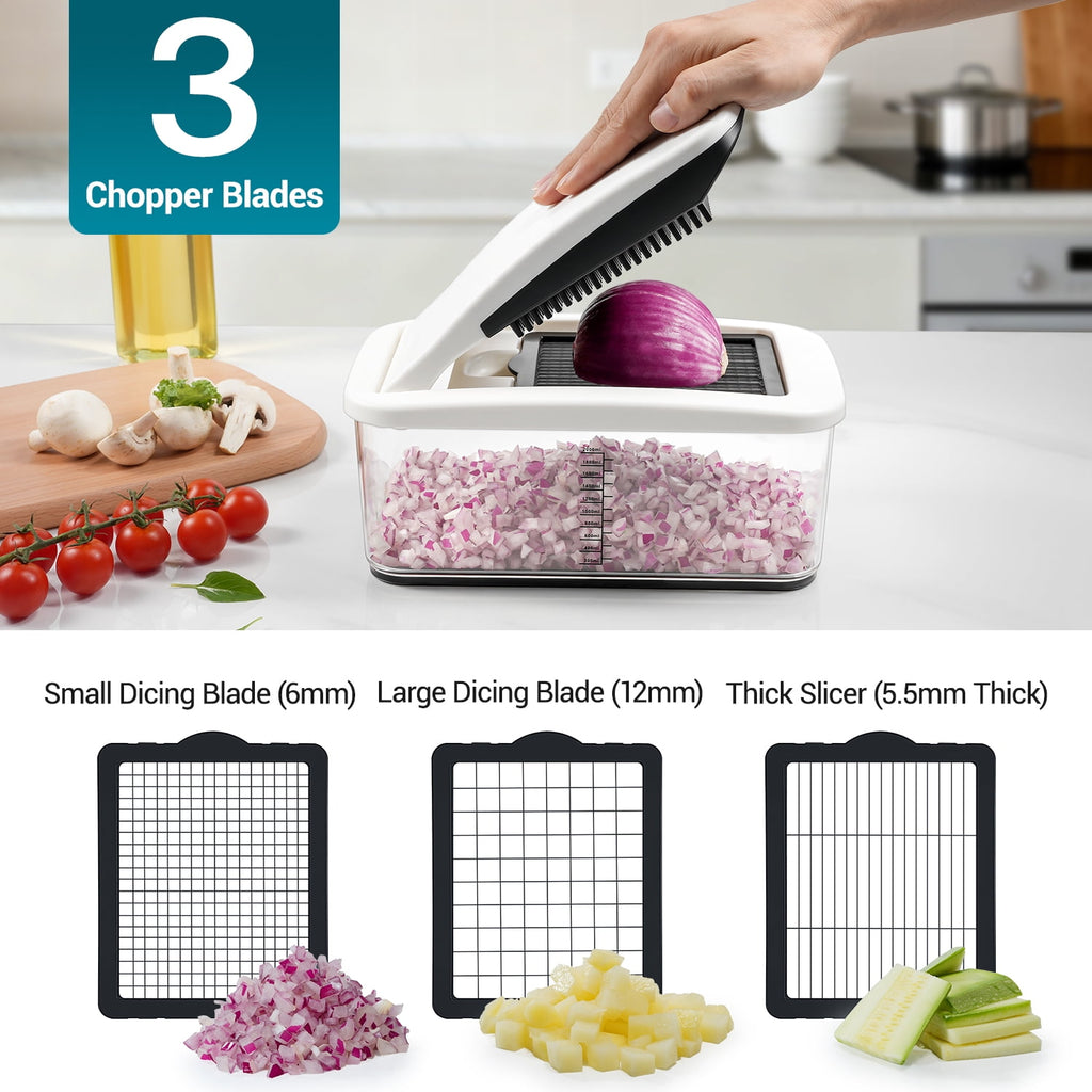 Sopito Vegetable Chopper Dicer, Heavy-Duty Veggie Food Onion Chopper with 6 Blades & Container, Multifunctional Vegetable Slicer and Cutter - Image 2