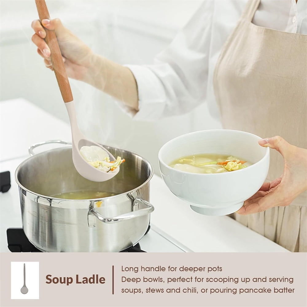 12-Piece Silicone Kitchenware Set - High-Temperature Heat-Resistant Kitchen Utensils, Safe Cooking Tools, with Wooden Handles, Dishwasher-Sa - Image 4