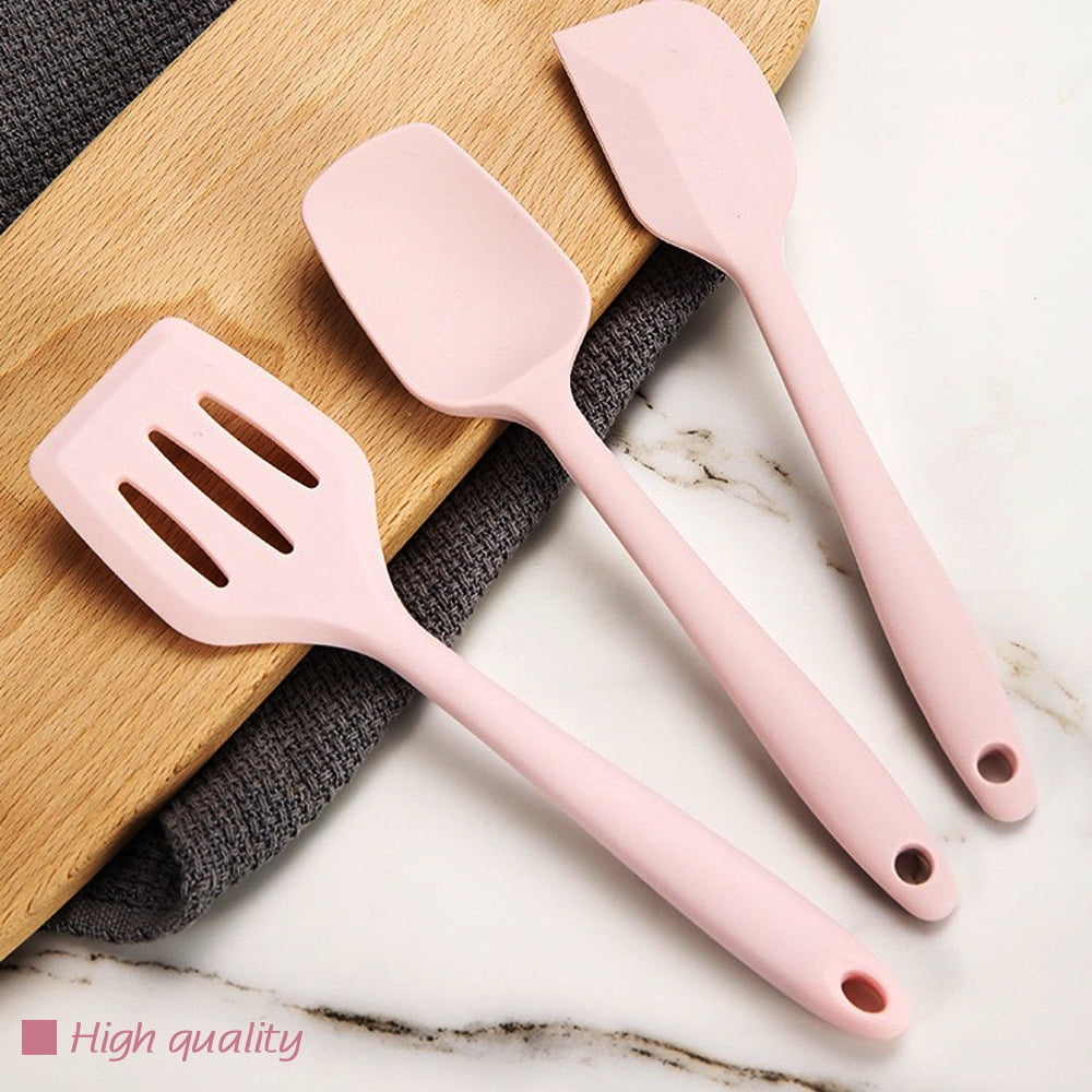 Rose Gold And Pink Kitchen Utensil Small Five-Piece Set Mini Silicone Kids Kitchen Tools Whisk Spatula Tongs Spoon An... - Image 5